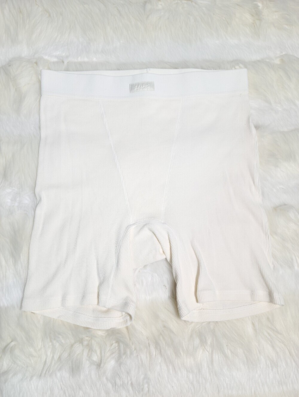 SKIMS Cotton Rib Boxer Short White Marble Women Small NEW